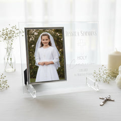 Personalised First Holy Communion Large Engraved Glass Photo Frame In Lined Gift Box Photo Frame ukgiftstoreonline