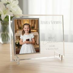 Personalised First Holy Communion Large Engraved Glass Photo Frame In Lined Gift Box Photo Frame ukgiftstoreonline