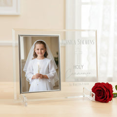 Personalised First Holy Communion Large Engraved Glass Photo Frame In Lined Gift Box Photo Frame ukgiftstoreonline