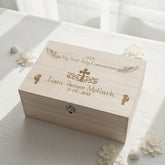 Communion Gift Boy's Personalised Large wooden Keepsake Box Gift Keepsake Memory Box Raised Words