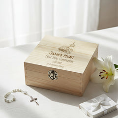Personalised First Holy Communion Keepsake Wooden Memory Gift Box Engraved ukgiftstoreonline