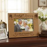 Personalised 50th Wedding Anniversary Wooden Engraved Photo Frame Gift wedding photo frame ukgiftstoreonline 4 x 6 Inch