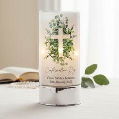 Personalised First Holy Confirmation Night Light Gift With Green Cross ukgiftstoreonline