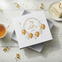 Personalised 70th Birthday Photo Album Gift With Gold Balloons Birthday Photo Album ukgiftstoreonline