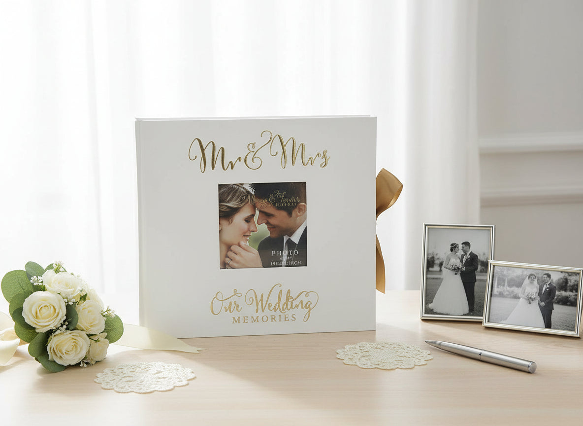 Large Wedding Photo Album For 50 6x8 Photos With Gold Lettering ukgiftstoreonline