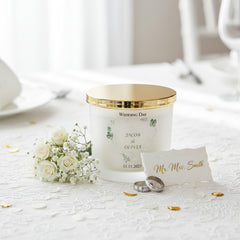 Personalised Large Double Wick Wedding Candle Gift With Green Clover Heart personalised Candle Lights ukgiftstoreonline