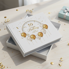 Personalised 50th Birthday Photo Album Gift With Gold Balloons Birthday Photo Album ukgiftstoreonline