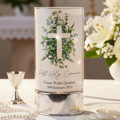 Personalised First Holy Communion Night Light Gift With Green Cross ukgiftstoreonline