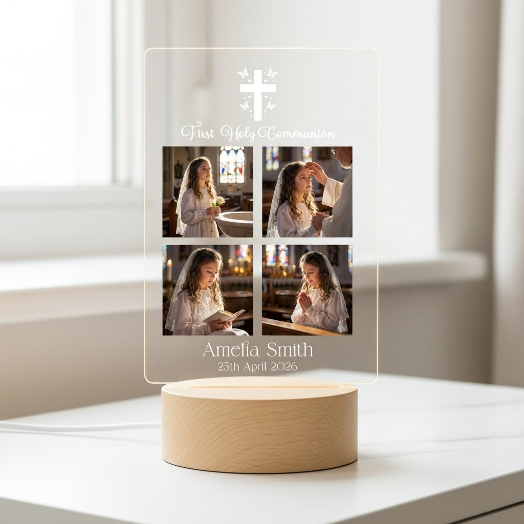 Personalised Gifts for First Holy Communion Day Photo Frames Picture Light-Up Gift Ideas For Boys and Girls