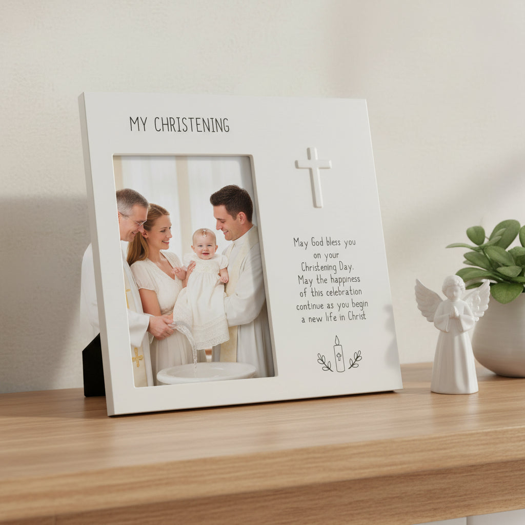 Christening Photo Frame Gift Metal Embossed Finish With Gift Box Photo Frame ukgiftstoreonline