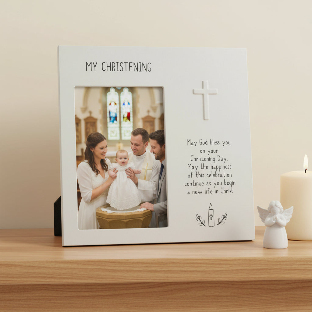 Christening Photo Frame Gift Metal Embossed Finish With Gift Box Photo Frame ukgiftstoreonline