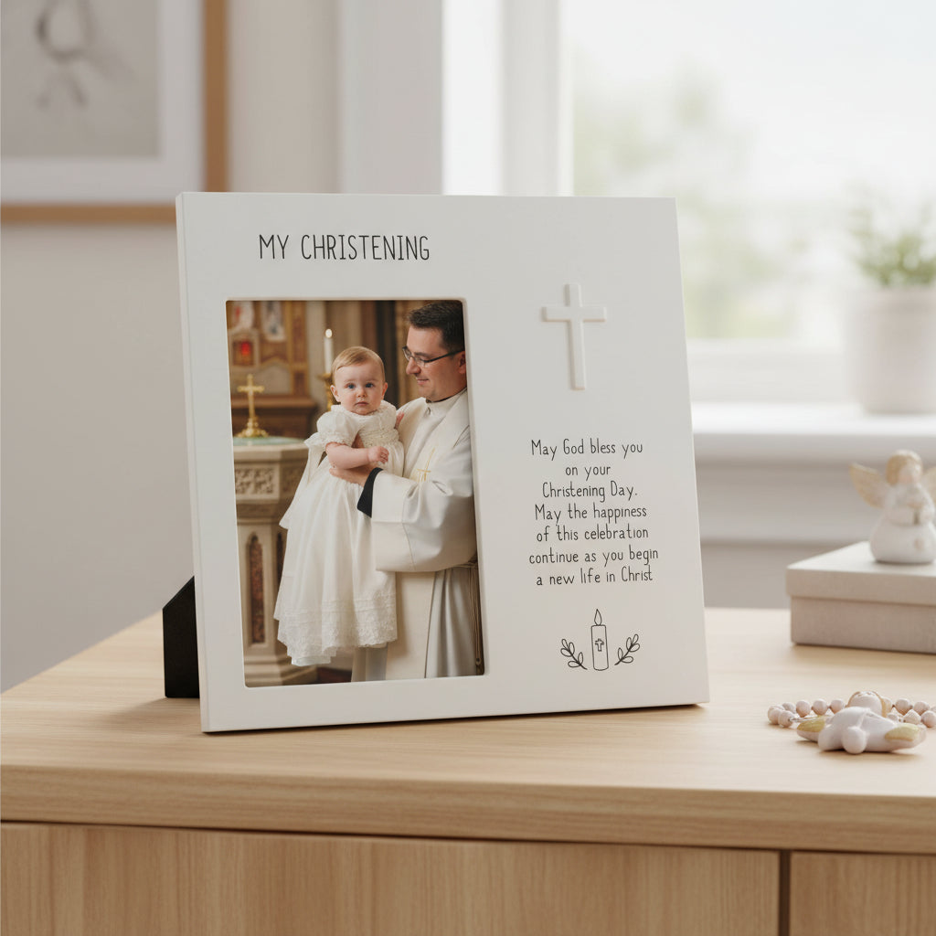 Christening Photo Frame Gift Metal Embossed Finish With Gift Box Photo Frame ukgiftstoreonline
