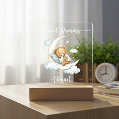 Personalised Baby Gifts Nursery Teddy Night Light - LED Night Light for restful Sleep - Nursery Bedside Table Lamp - Christening Gift for Baby Personalised Heart Gifts ukgiftstoreonline