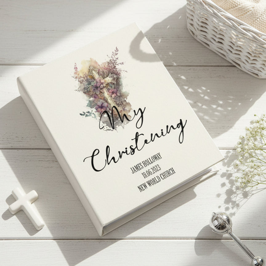 Personalised My Christening Photo Album With Sleeves 100 x 6x4 Capacity Personalised Photo Album ukgiftstoreonline