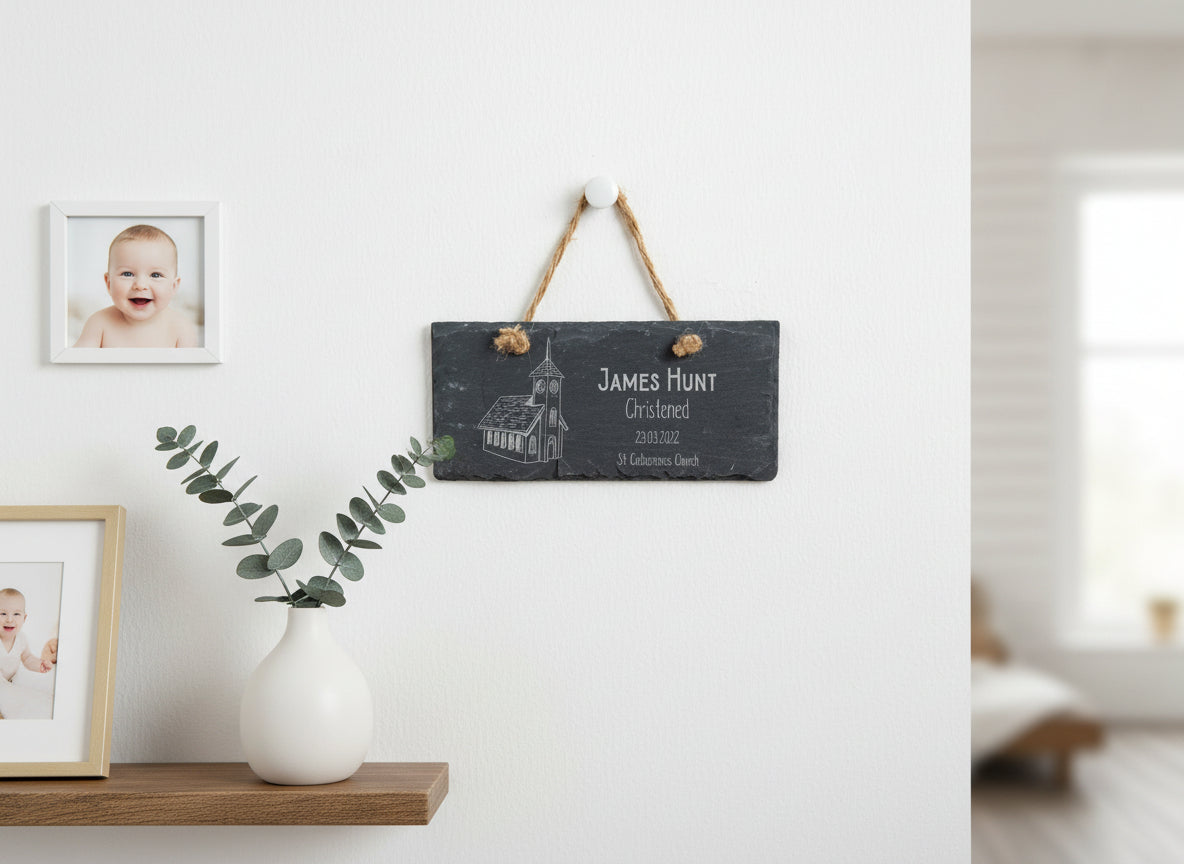 Personalised Engraved Christening Slate Stone Plaque Keepsake Gift Personalised Slates ukgiftstoreonline