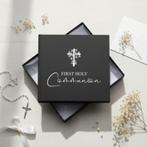 Holy Communion Gift Photo Album With Cross For 50 x 6 by 4 Photos In Green Pink or Black photo album ukgiftstoreonline Black
