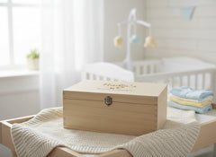 Personalised Large Baby wooden Memories Keepsake Box Keepsake Memory Box Raised Words