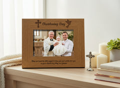 Christening Day Engraved Wooden Photo Frame Gift Christening Photo Frame ukgiftstoreonline