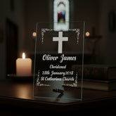 Personalised Christening Gift Keepsake Engraved Glass Plaque Gift Personalised Crystal Glass ukgiftstoreonline