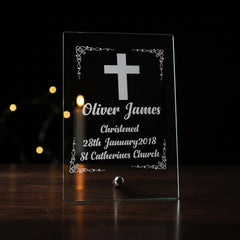 Personalised Christening Gift Keepsake Engraved Glass Plaque Gift Personalised Crystal Glass ukgiftstoreonline