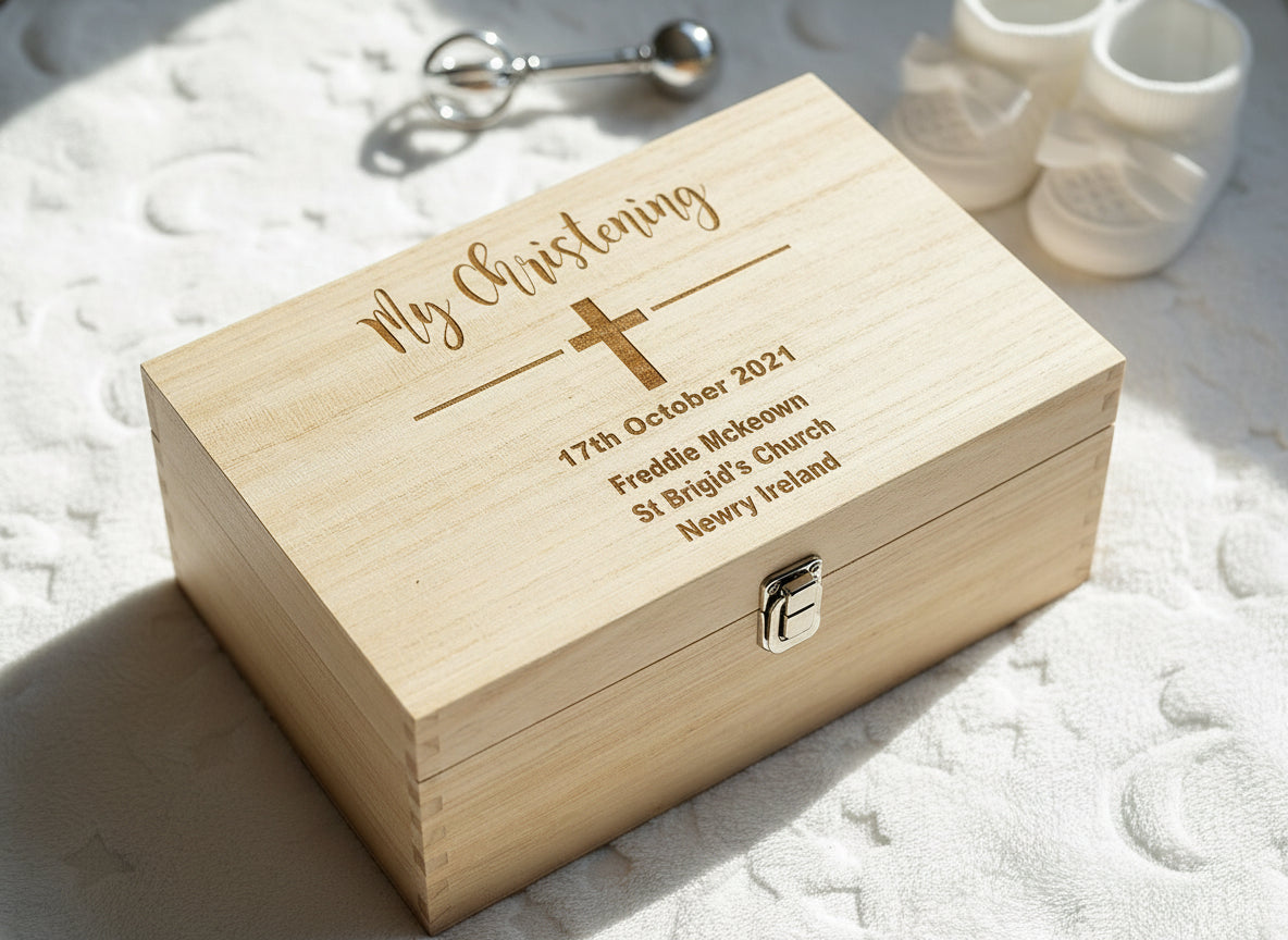 Personalised Large Wooden Christening Keepsake Memories Box Gift Keepsake Memory Box ukgiftstoreonline