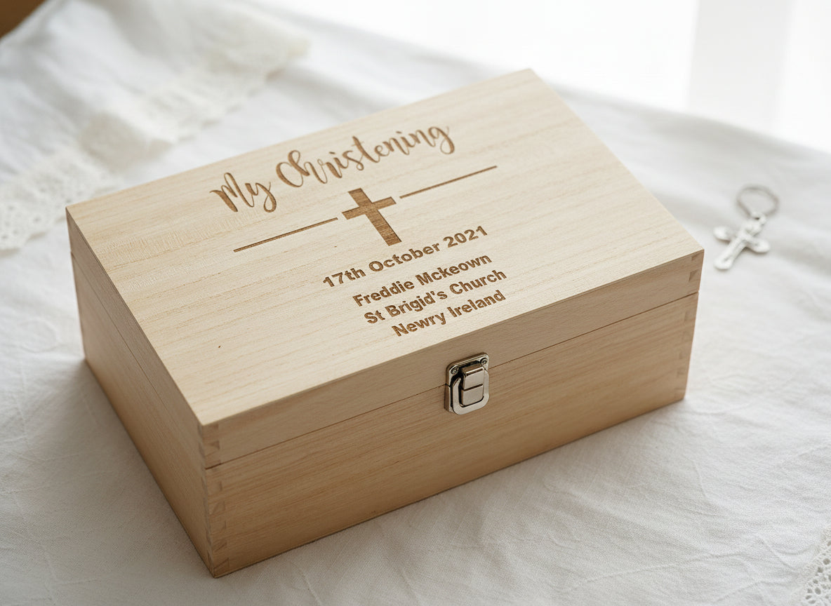 Personalised Large Wooden Christening Keepsake Memories Box Gift Keepsake Memory Box ukgiftstoreonline