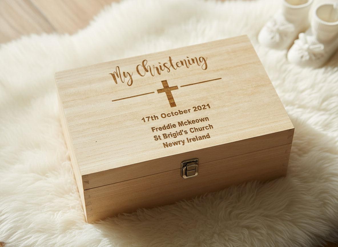 Personalised Large Wooden Christening Keepsake Memories Box Gift Keepsake Memory Box ukgiftstoreonline