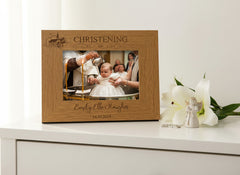 Personalised Engraved Wooden Christening Photo Picture Frame Landscape With Church Sketch Photo Frame ukgiftstoreonline