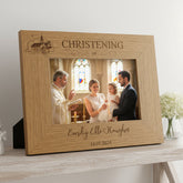 Personalised Engraved Wooden Christening Photo Picture Frame Landscape With Church Sketch Photo Frame ukgiftstoreonline