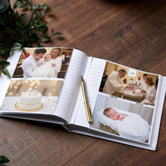 Large Book Bound Personalised Christening Photo Album With Silver Cross photo album ukgiftstoreonline