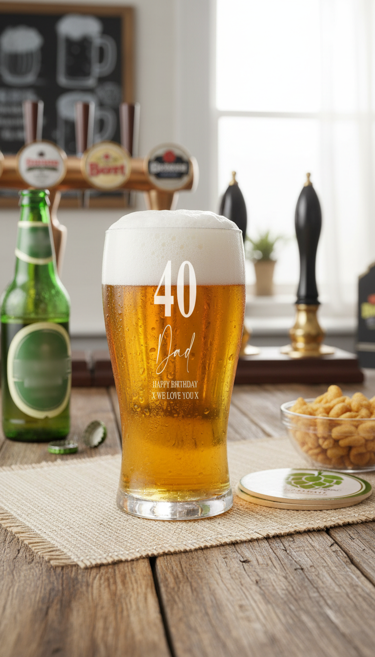 Engraved Personalised 40th Birthday Signature Pint Beer Glass Gift Boxed personalised beer glasses ukgiftstoreonline