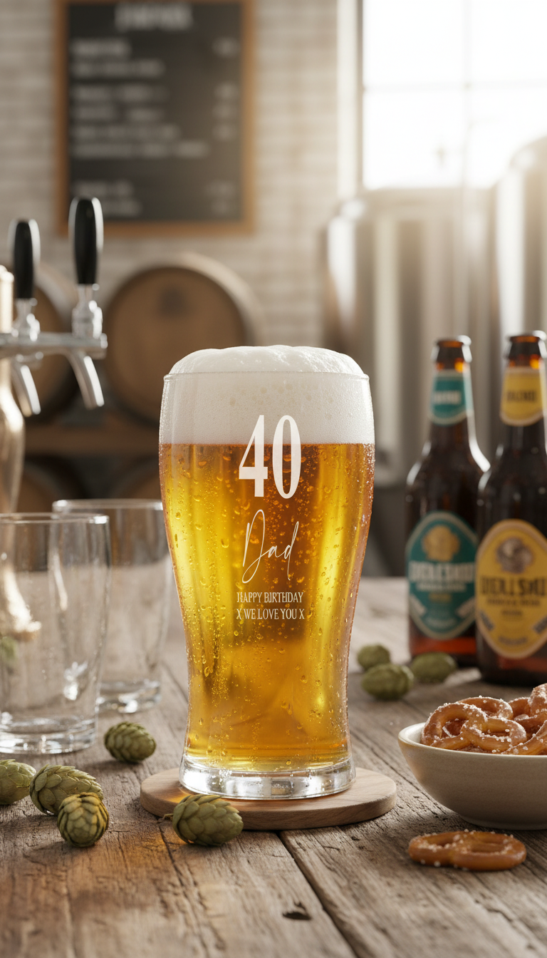 Engraved Personalised 40th Birthday Signature Pint Beer Glass Gift Boxed personalised beer glasses ukgiftstoreonline