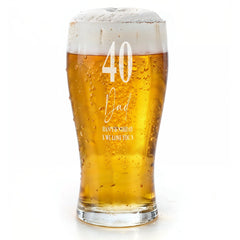 Engraved Personalised 40th Birthday Signature Pint Beer Glass Gift Boxed personalised beer glasses ukgiftstoreonline