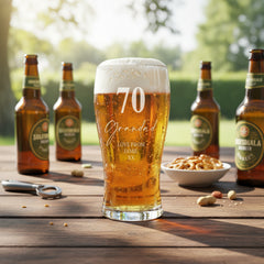 Engraved Personalised 70th Birthday Signature Pint Beer Glass Gift Boxed personalised beer glasses ukgiftstoreonline