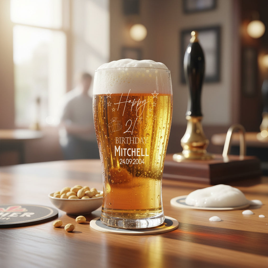 21st Birthday Personalised Beer Glasses Gift for Him personalised beer glasses ukgiftstoreonline
