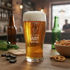 30th Birthday Personalised Beer Glasses Gift for Him with Star Design personalised beer glasses ukgiftstoreonline