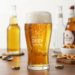 50th Birthday Personalised Beer Glasses Gift for Him with Star Design personalised beer glasses ukgiftstoreonline