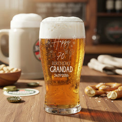 70th Birthday Personalised Beer Glasses Gift for Him with Star Design personalised beer glasses ukgiftstoreonline