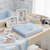 PERSONALISED BABY BOY PHOTO ALBUM 50 PICTURES BLUE AND SILVER Baby Photo Album ukgiftstoreonline