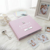 PERSONALISED BABY GIRL PHOTO ALBUM 50 PICTURES PINK AND SILVER Baby Photo Album ukgiftstoreonline
