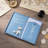 Personalised Debossed Baby Boy Passport Cover and Luggage Tag Holder Gift Set With Teddy Baby Product ukgiftstoreonline