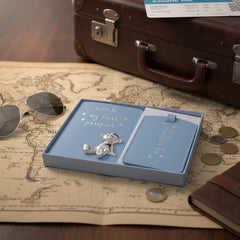 Personalised Debossed Baby Boy Passport Cover and Luggage Tag Holder Gift Set With Teddy Baby Product ukgiftstoreonline