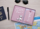 Personalised Debossed Baby Girl Passport Cover and Luggage Tag Holder Gift Set With Teddy Baby Product ukgiftstoreonline