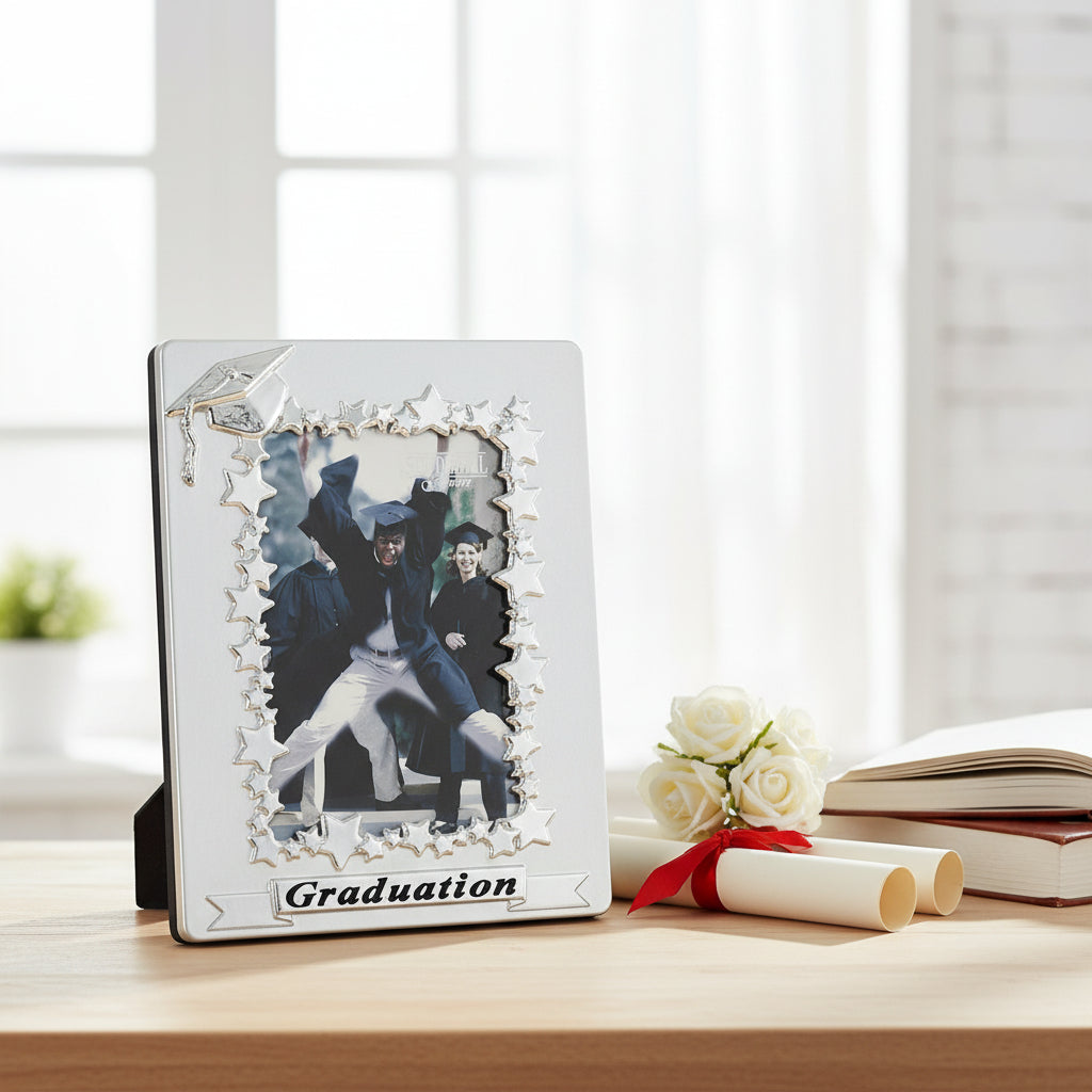 Satin Silver Graduation Photo Frame For 6x4 Photo ukgiftstoreonline