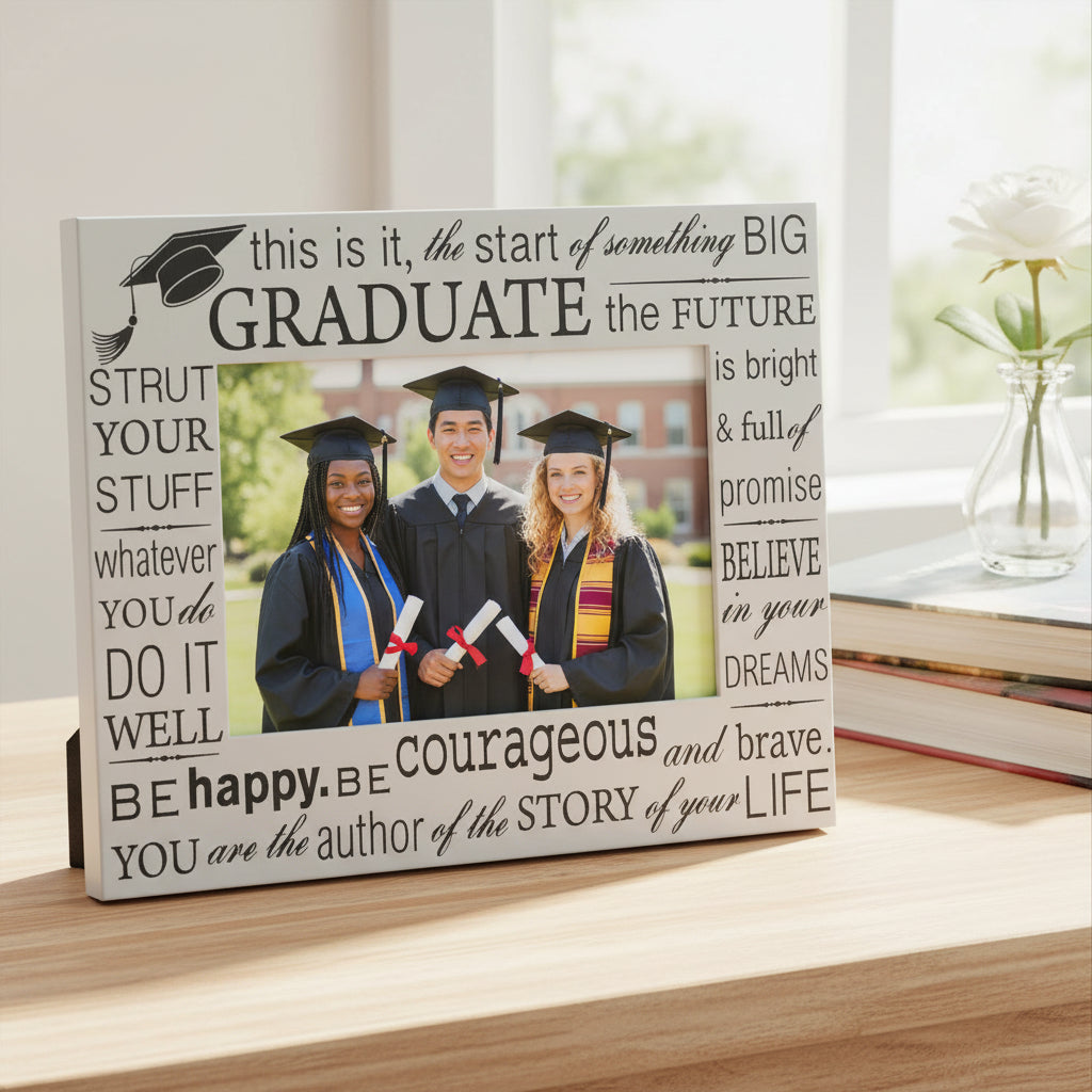 Satin Silver Graduation Photo Frame For 6x4 Photo With Text ukgiftstoreonline