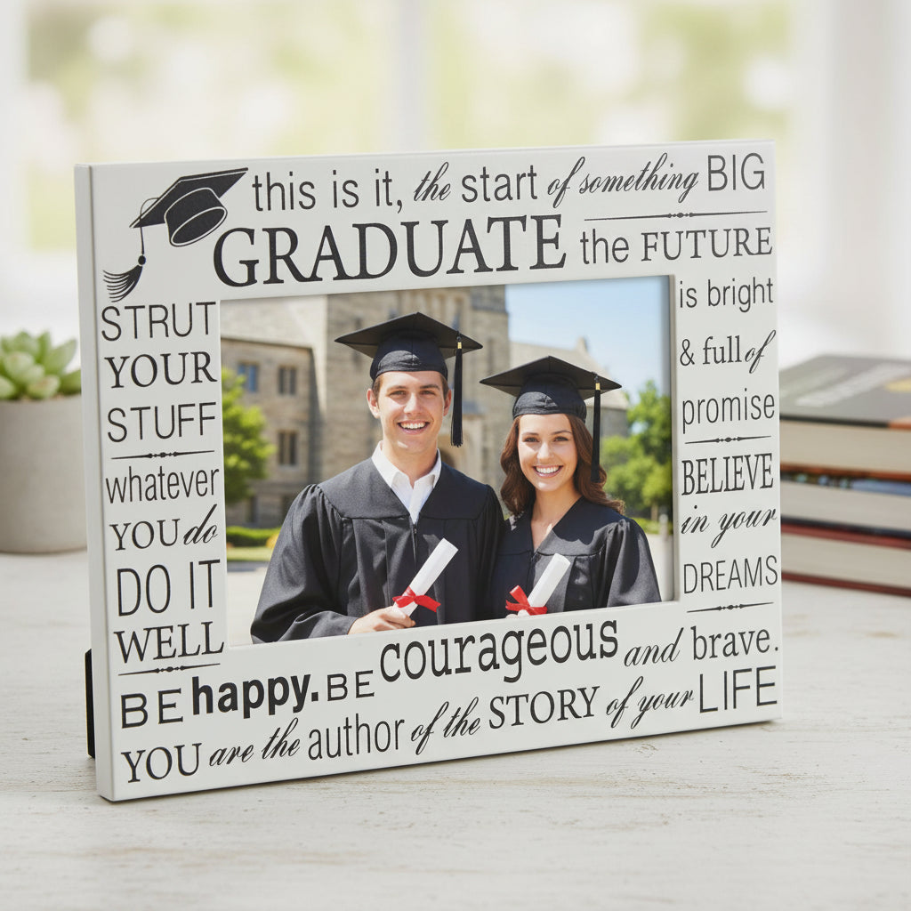 Satin Silver Graduation Photo Frame For 6x4 Photo With Text ukgiftstoreonline