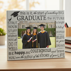 Satin Silver Graduation Photo Frame For 6x4 Photo With Text ukgiftstoreonline