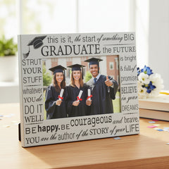 Satin Silver Graduation Photo Frame For 6x4 Photo With Text ukgiftstoreonline