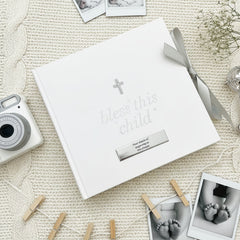 Personalised Photo Album With Cross Ideal For Christening, Communion, Baptism or Confirmation 3D Cross Baby Photo Album ukgiftstoreonline