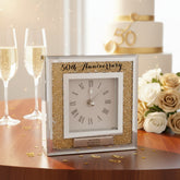 Personalised 50th Wedding Anniversary Crystal Glass Clock Gift Personalised Crystal Glass ukgiftstoreonline